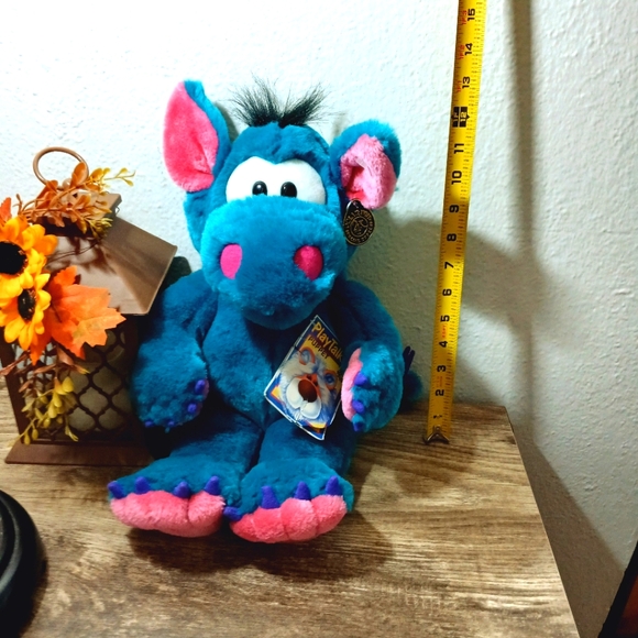24K Polar Puff Playtalkin Derk Dragon Plush Hand Puppet Teal Pink - Picture 8 of 8